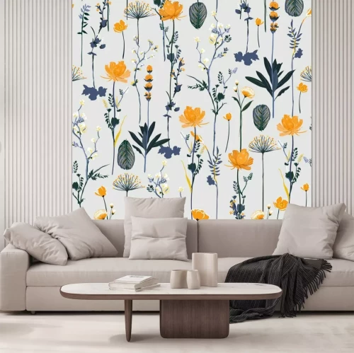 Sticker  Fleurs de jardin délicates sur fond gris