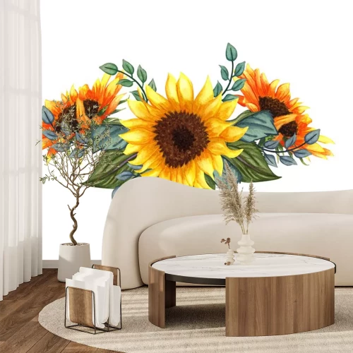 Sticker  Bouquet de tournesols et de feuilles