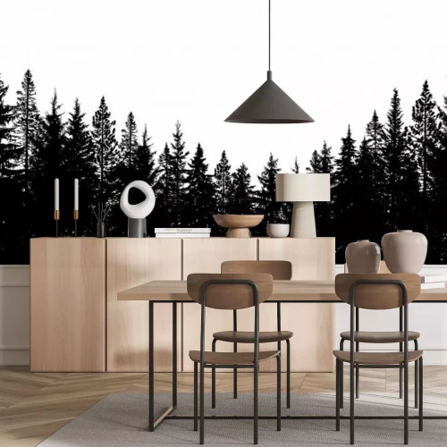 Sticker  Forêt de conifères noir et blanc