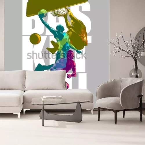 Papier peint  Motif de basket avec inscription