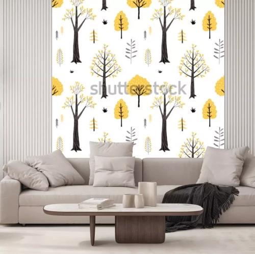 Sticker  autumn forest pattern