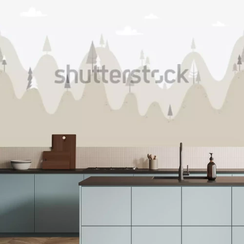 Papier peint  Paysage de collines avec des arbres conifères