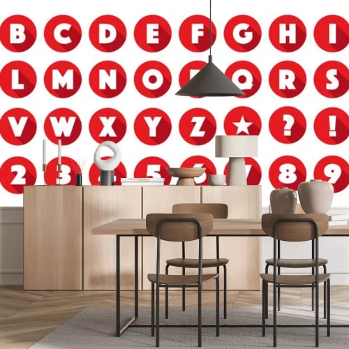 Sticker  Alphabet et chiffres dans les cercles rouges
