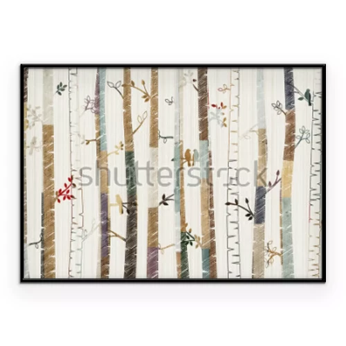 Poster  Une illustration féerique d'une forêt de bouleaux pour les enfants