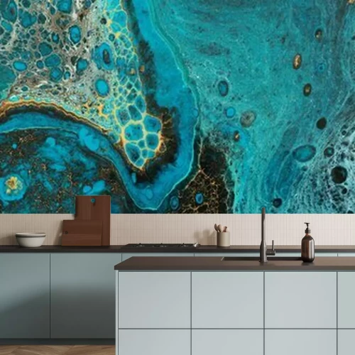 Papier peint  Marbre turquoise cosmique