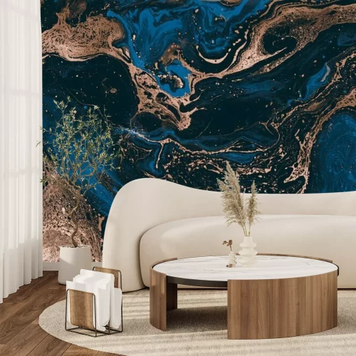 Papier peint  Marbre bleu tourbillonnant