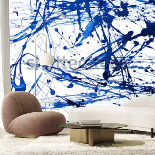 Papier peint  Abstrait 3D bleu éclaboussé