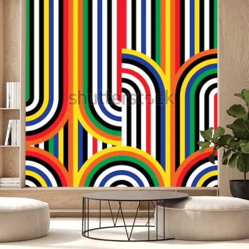 Papier peint  Cercles géométriques fendus avec rayures