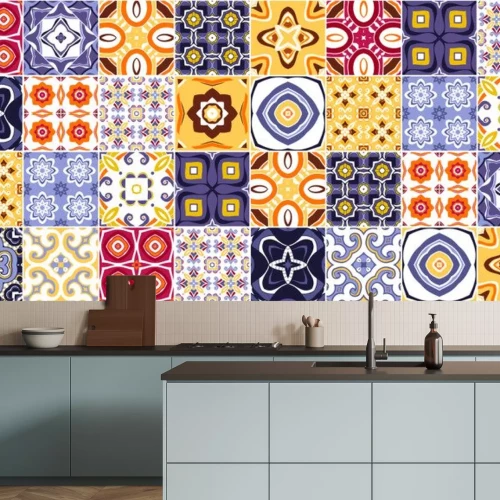 Sticker  Tuiles Azulejos multicolores