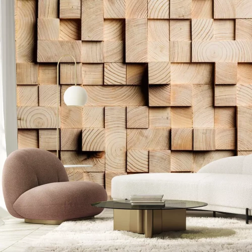 Papier peint  Blocs en bois avec effet 3D