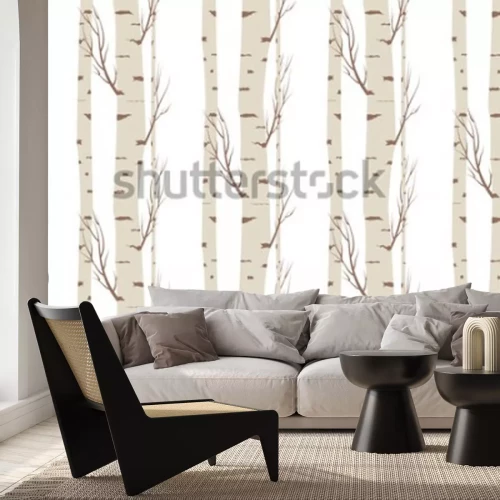 Sticker  birch tree seamless pattern