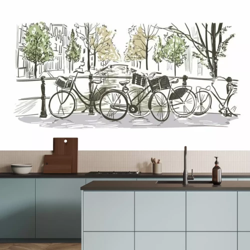 Papier peint  Amsterdam bicycles vector illustration sketch watercolor sketch