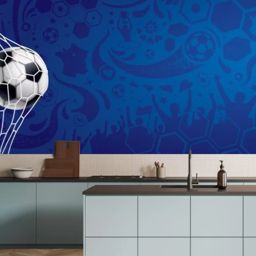 Sticker  Balle dans le filet sur fond bleu