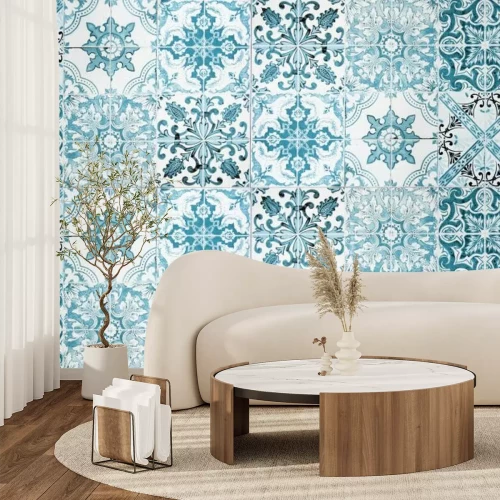 Papier peint  Vintage ceramic tiles wall decoration.Turkish ceramic tiles wall background
