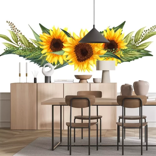 Sticker  Composition avec trois tournesols