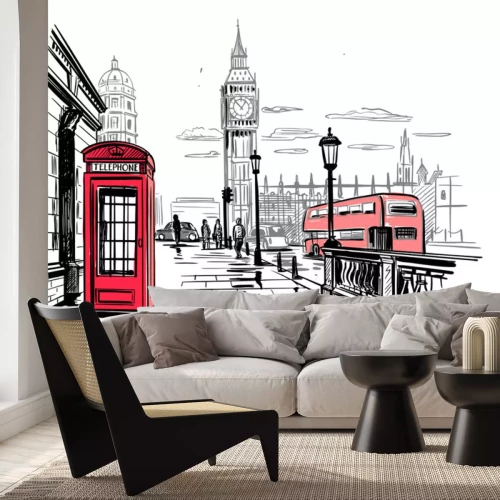 Sticker  hand drawn landscape of London city