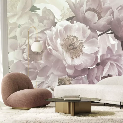 Papier peint  Pivoines aux couleurs douces