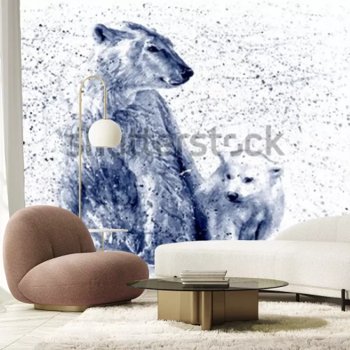 Papier peint  Ours polaires illustration abstraite