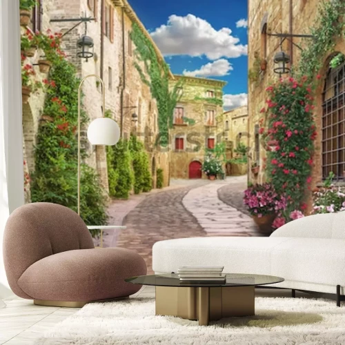 Papier peint  Ruelle fleurie en Italie