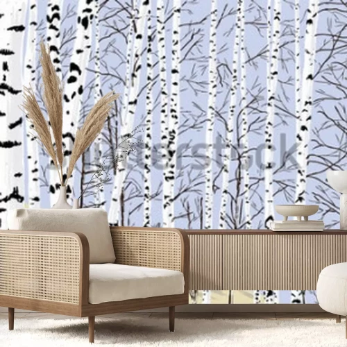 Sticker  birch grove in the spring