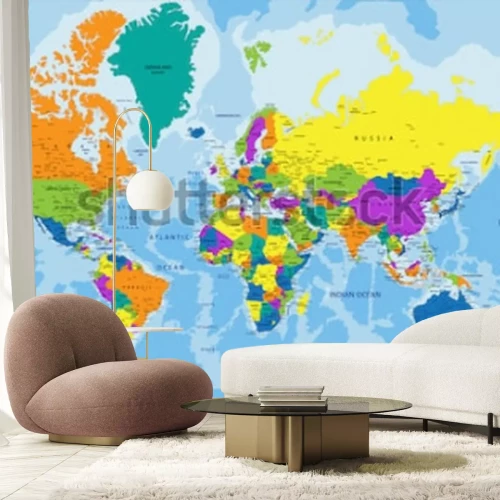 Sticker  Colorful World political map with clearly labeled, separated layers. Vector illustration.