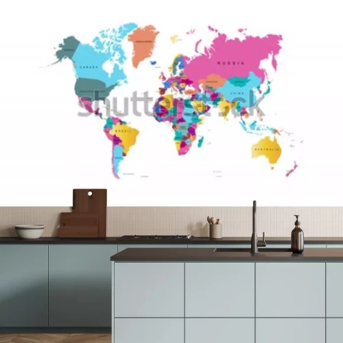 Sticker  Color world map vector