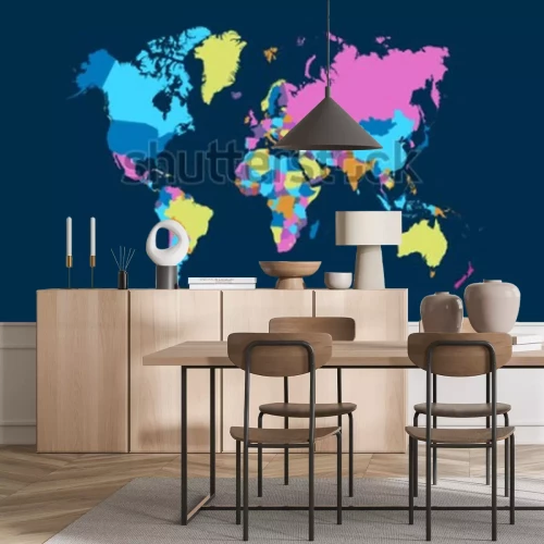 Sticker  Color world map vector