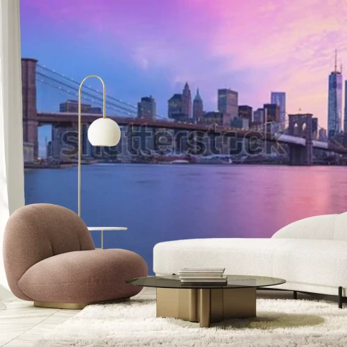 Papier peint  New York City Manhattan panorama at sunset 