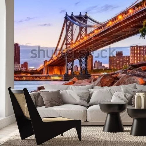 Papier peint  New York City, USA at the Manhattan Bridge spanning the East River.