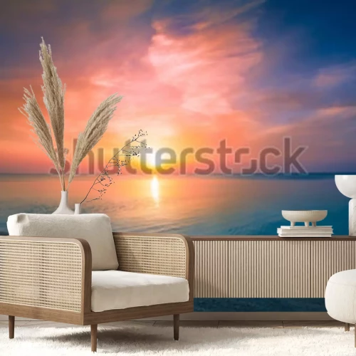 Papier peint  Plage de la mer et coucher de soleil