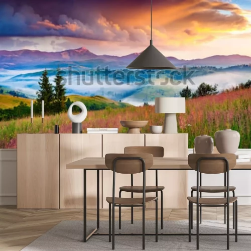 Papier peint  Montagnes brume et paysage