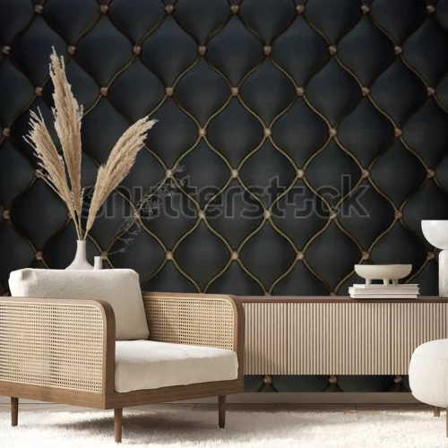 Papier peint  Tissu matelassé imitation noir