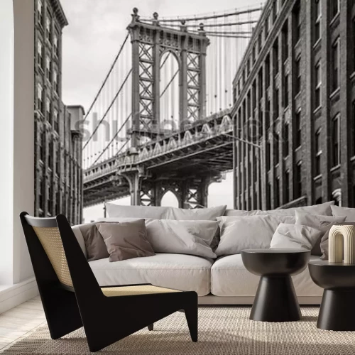 Papier peint  New York pont vu par la fenêtre