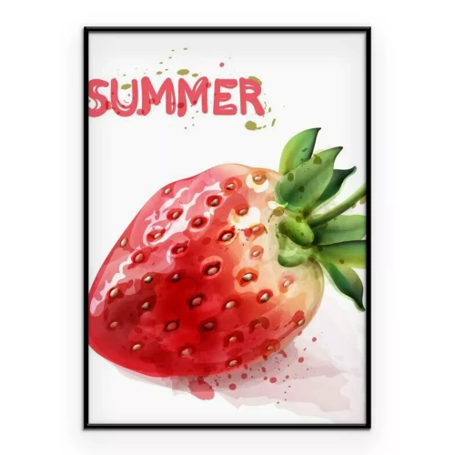 Poster  Un tableau représentant une fraise juteuse