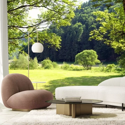 Papier peint  Prairie et arbres verts