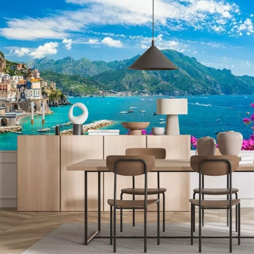 Papier peint  Landscape with Atrani town at famous amalfi coast, Italy