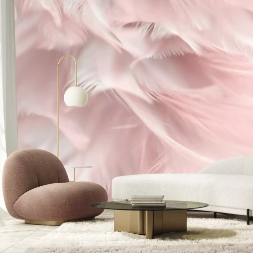 Papier peint  Plumes délicates dans des tons de rose
