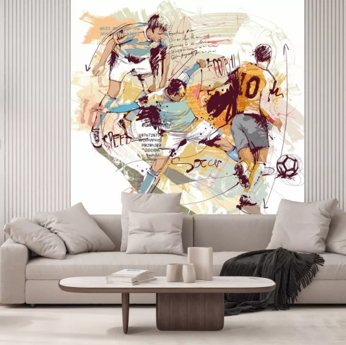 Papier peint  Dessin moderne de footballeurs pendant le match