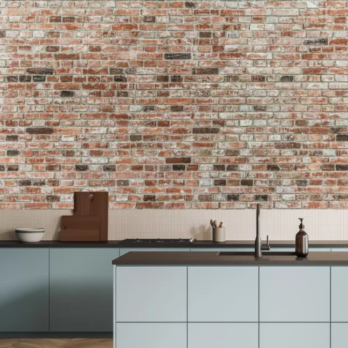 Papier peint  Brick wall of red color, old red brick wall texture background.