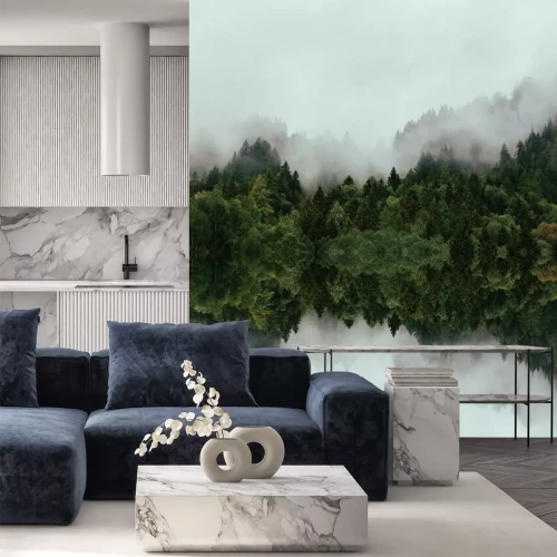 Sticker  Brouillard dense sur une forêt