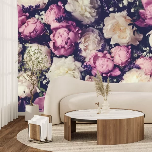 Papier peint  Pivoines et gypsophiles vintage