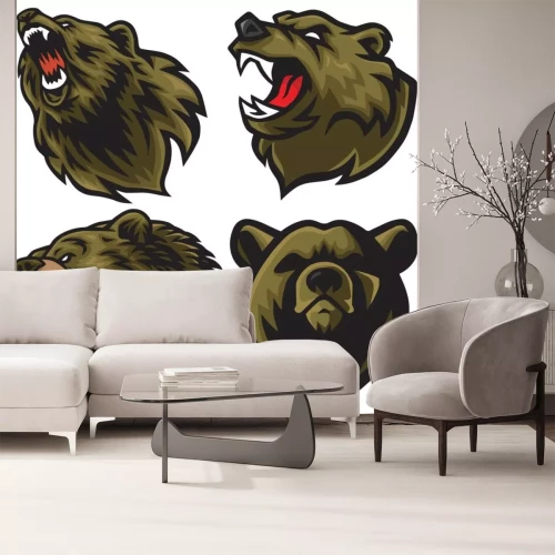 Sticker  Bear Logo Set Vector Premium Collection