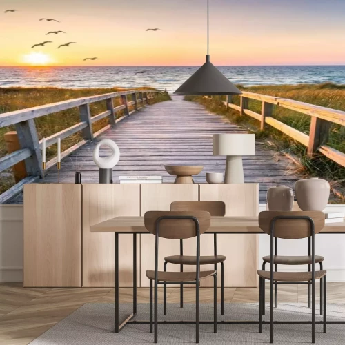 Papier peint  Beautiful dunes beach at sunset, North Sea, Germany