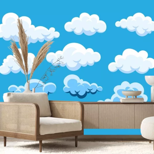 Sticker  Nuages abstraits sur un fond bleu