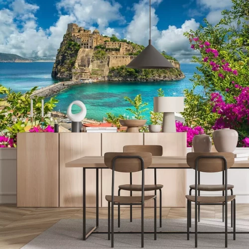 Papier peint  Landscape with Aragonese Castle,  Ischia island, Italy