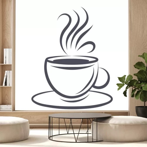 Sticker  Une tasse de café avec de la vapeur qui s'échappe