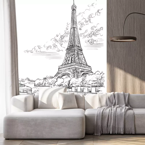 Sticker  Esquisse noire de la Tour Eiffel à Paris