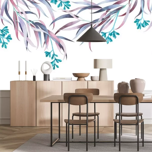 Sticker  Guirlande végétale avec fleurs et feuilles