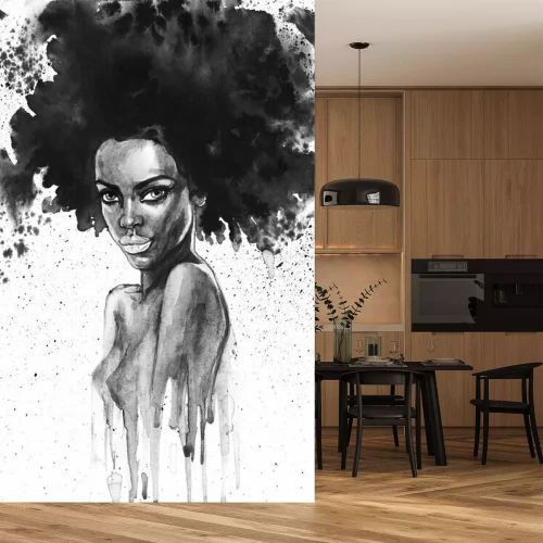 Sticker  Portrait d'une femme afro-américaine à l'aquarelle