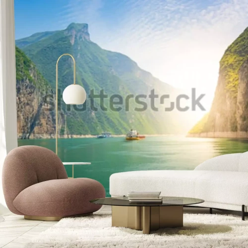 Papier peint  Rivière et montagnes en Chine